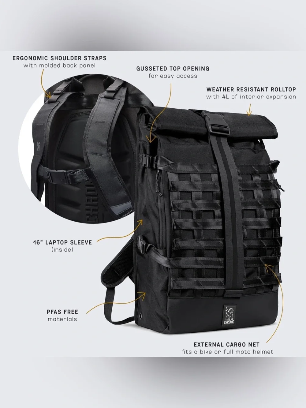 Chrome Industries Barrage 34L Backpack Black